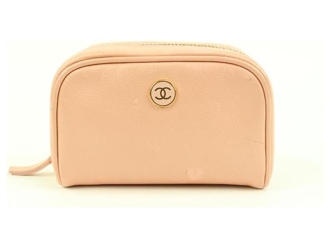 Chanel Limited Edition Pink calf leather Button Line Cosmetic