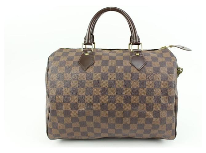 Louis Vuitton Damier Ebene Speedy 30 Boston Bag MM Couro  ref.599164