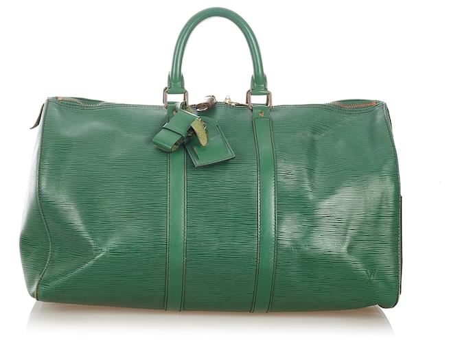 Louis Vuitton Green Epi Keepall 50 Verde Cuero  ref.599535