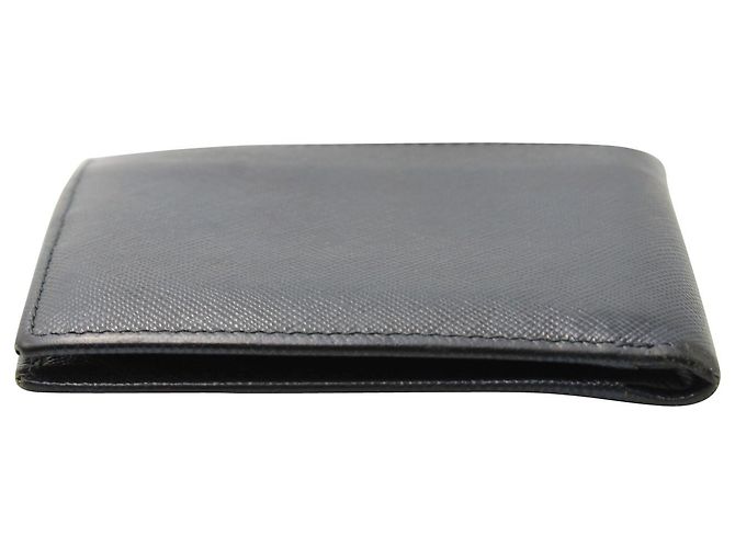 Saffiano Portafoglio Prada Bifold in Pelle Blu Navy