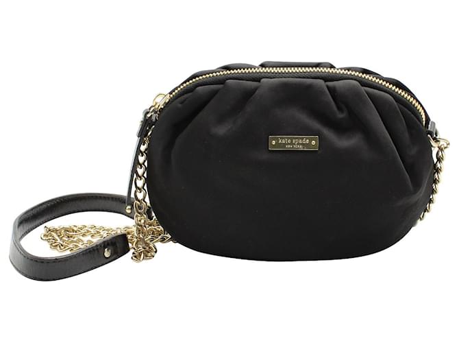 Kate Spade Gold Chain Crossbody Bag in Black Nylon  - Joli Closet