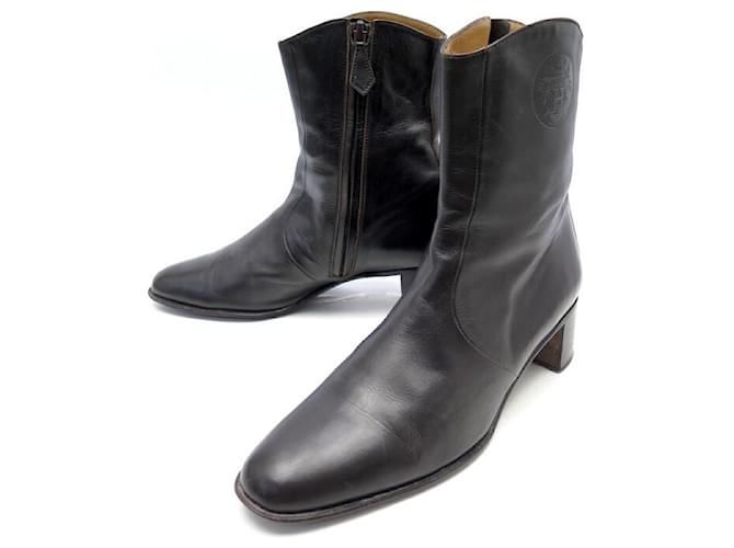 Hermès HERMES ANKLE BOOTS  38.5 BROWN LEATHER BOOTS SHOES  ref.600371