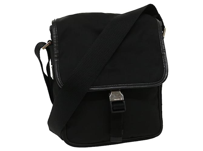 PRADA Shoulder Bag Nylon Leather Black Auth bs1225  ref.600382
