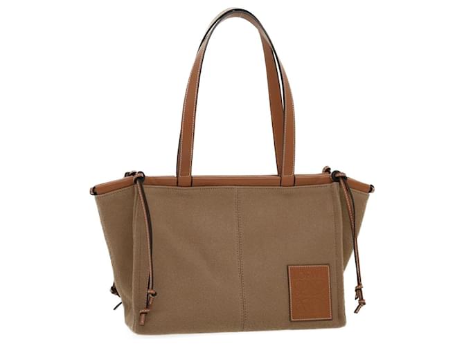 LOEWE Cushion tote Tote Bag Canvas Leather Brown Auth ar7133a Cloth  ref.600520