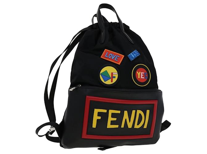 FENDI Backpack Nylon Leather Black Multicolor Auth ar7157a Multiple colors  ref.600532