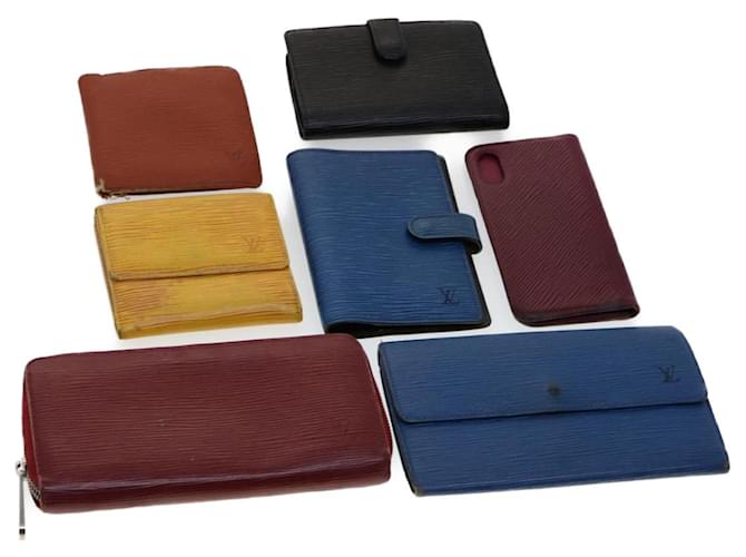 Louis Vuitton Epi Wallet 7Set Blue Red yellow LV Auth ar7167 Leather  ref.600550