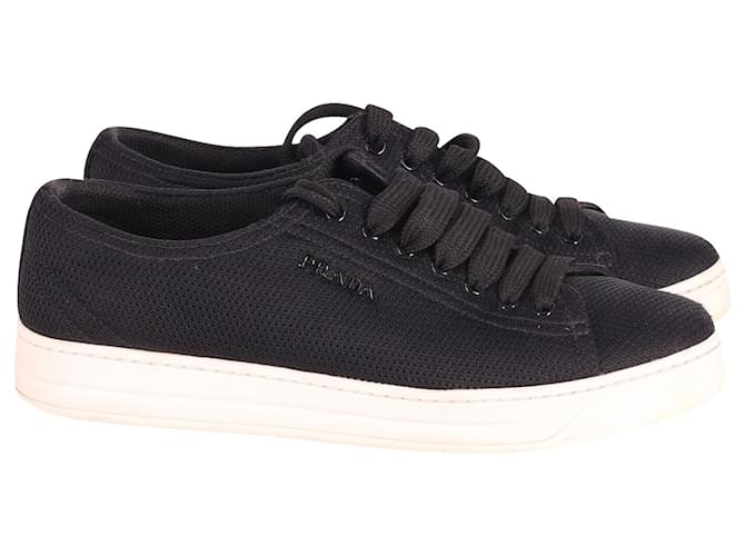 Prada Low Top Sneakers in Black Polyester   ref.601255