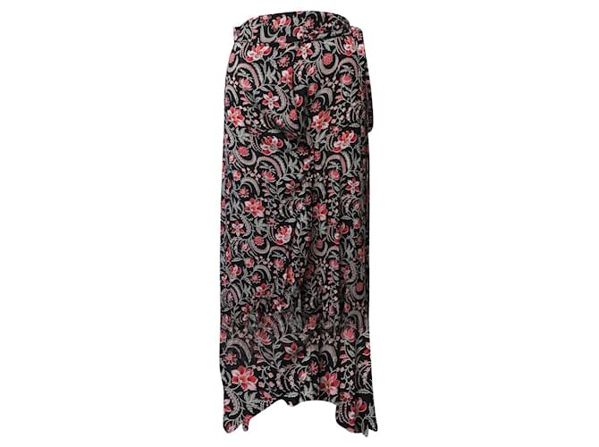 Ba&Sh Heather Noir Floral Skirt in Black Viscose Cellulose fibre  ref.601293
