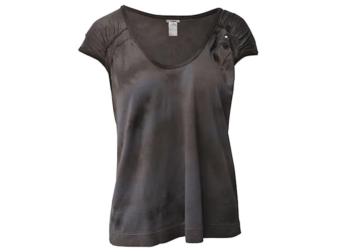 Chloé Chloe Tie-Dye T-shirt with Flower Embellishment in Grey Cotton   ref.601411