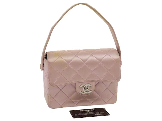 CHANEL Matelasse Hand Bag Silk Satin Pink CC Auth 29999a  ref.601422
