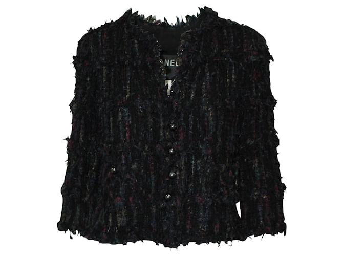 Timeless Chanel Navy Blue Jacket with Fringes 2006 Cruise Collection   ref.601705