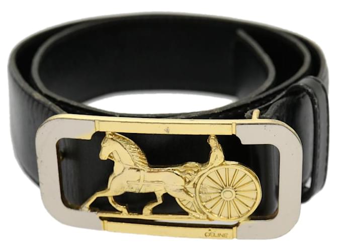 Céline CELINE Horse Carriage Belt Black Auth rd2136 Leather  ref.601737