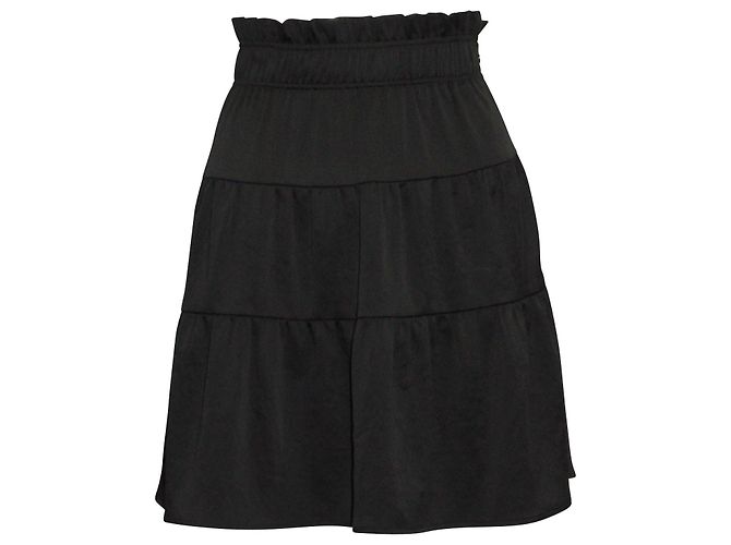 Ba&sh Ruffy Stufenrock aus schwarzem Polyester