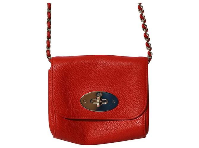 Bolsa de ombro Mulberry Mini Lily em couro vermelho  ref.601904