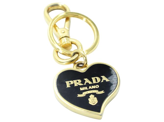 Prada Heart Key Ring Black Metal  ref.601962