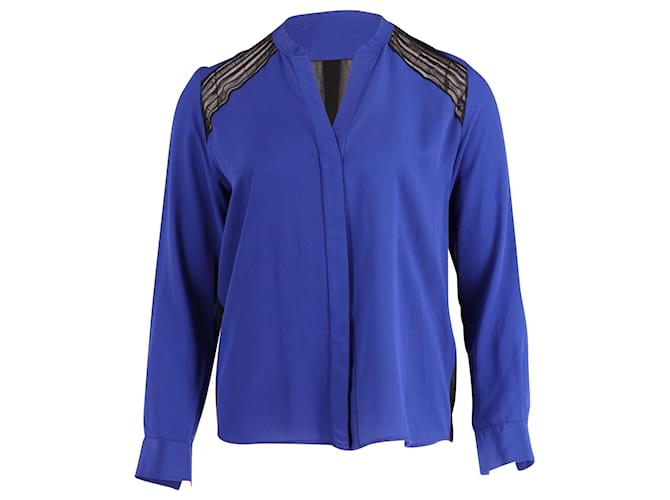 Sandro Lace Detail Blouse in Blue Polyester  ref.601989