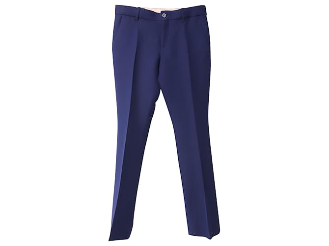 Gucci Cropped Trousers in Blue Wool  ref.602055