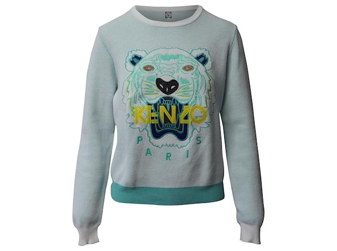 Kenzo Tiger Print Sweatshirt in Mint Cotton  Green  ref.602080