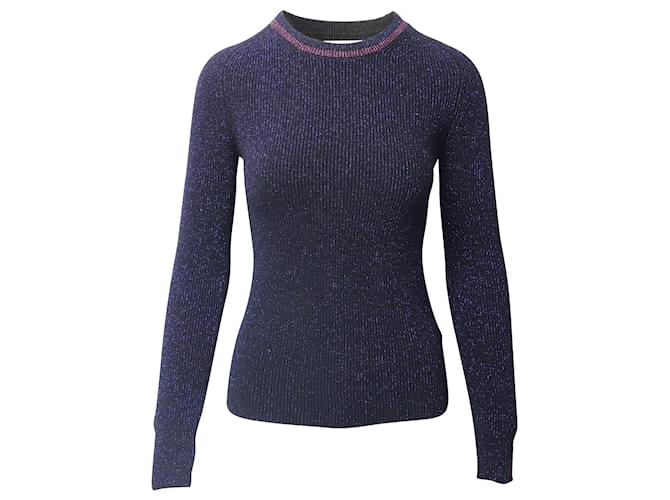 Ba&Sh Funkelnder Pullover aus nachtblauem Polyester 