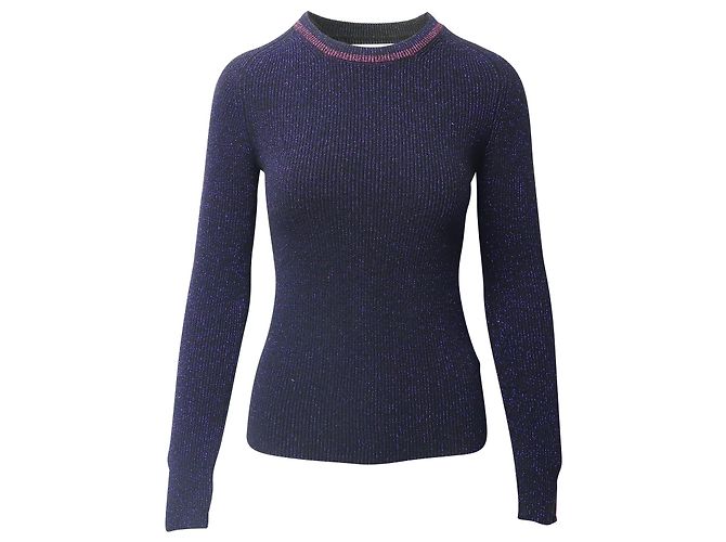Ba&Sh Pull Scintillant en Polyester Bleu Nuit