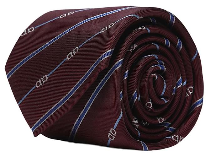 Salvatore Ferragamo Cravate en soie à imprimé logo Rouge  ref.602100