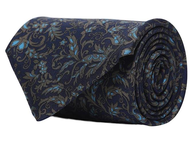 Corbata de seda con estampado floral de Salvatore Ferragamo Azul  ref.602105