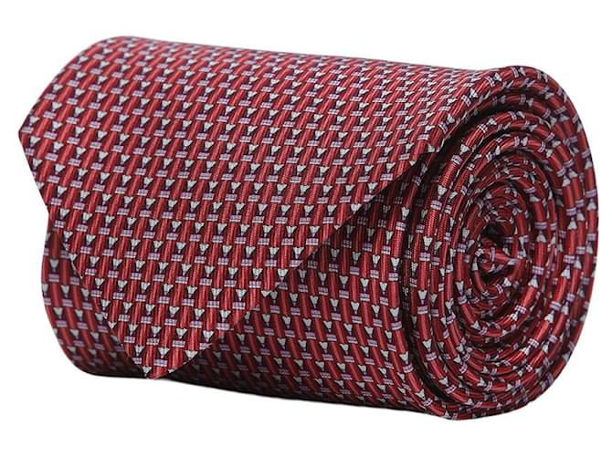 Salvatore Ferragamo Patterened Silk Necktie Red  ref.602176