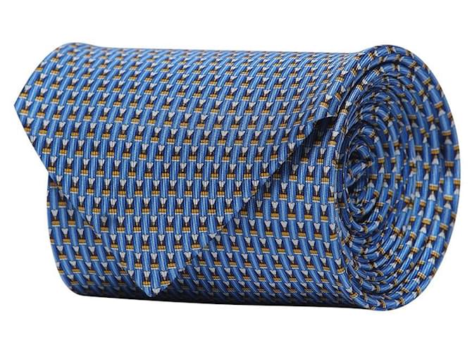 Salvatore Ferragamo Cravate en soie à motifs Bleu  ref.602219