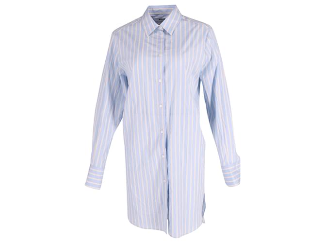 MSGM Striped Button Front Shirt Dress in Blue Cotton   ref.602273