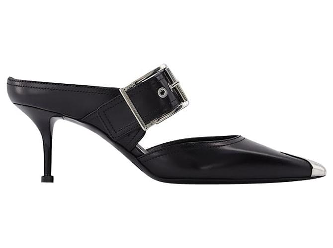 Alexander Mcqueen Black Boxcar Leather Pumps With Silver Hardware Multiple colors  ref.602299