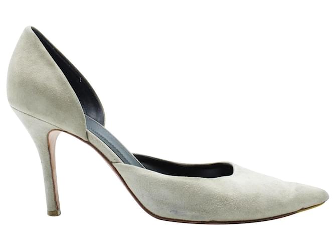 Céline Zapatos de tacón de ante grises Cuero  ref.602300