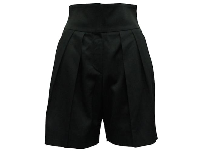 Emporio Armani Pantalones cortos de talle alto en satén marrón oscuro/negro Viscosa Fibra de celulosa  ref.602360