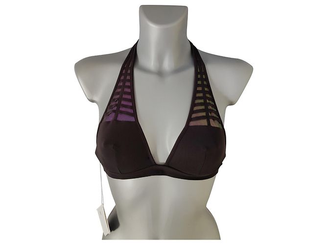 Top de bikini triángulo La Perla Negro Irisado