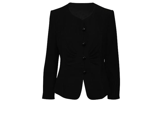Armani Black Striped Blazer with Pleats Polyester  ref.602497
