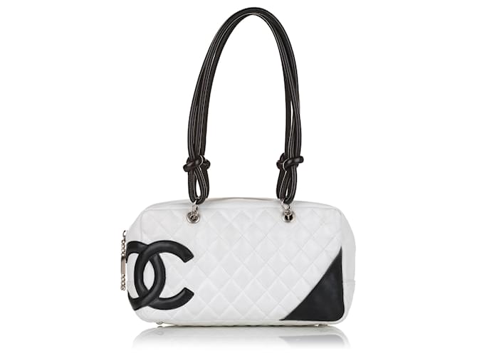 Chanel White Cambon Ligne Shoulder Bag Black Leather ref.602545 - Joli  Closet
