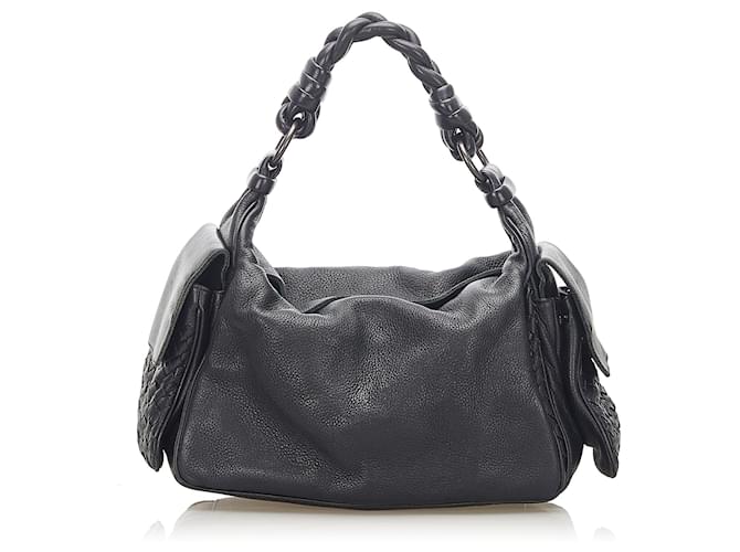 Bottega Veneta Black Intrecciato Leather Shoulder Bag Pony-style calfskin  ref.602582