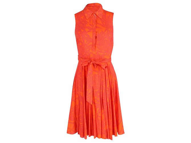 Diane Von Furstenberg Vestido Harmony Lepic em Seda Artificial Laranja
