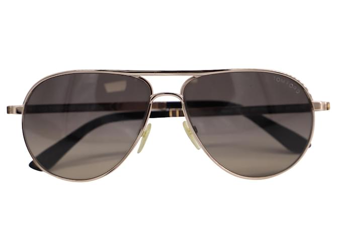 Óculos de sol Tom Ford Aviator com armação de metal dourado  ref.602699
