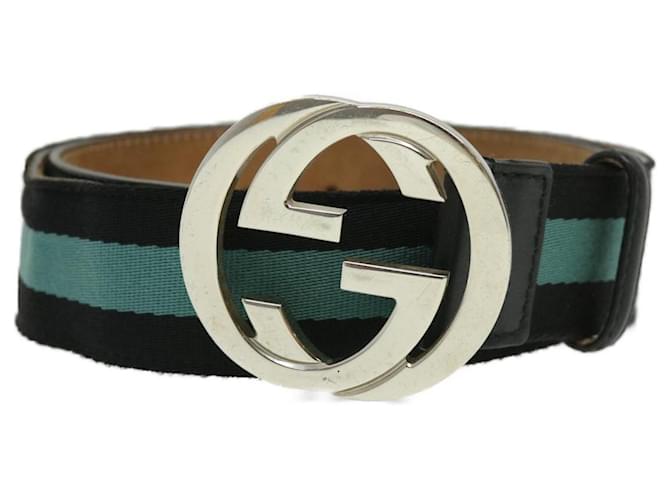 Gucci Black/Red Leather and Canvas GG Web Buckle Belt 90CM