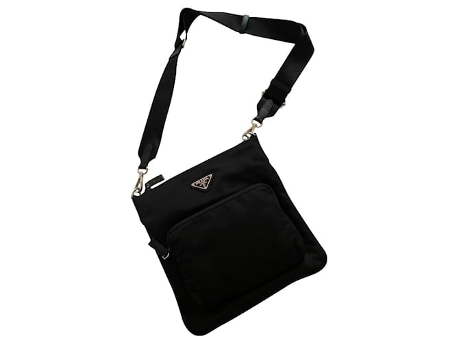 Prada Black Tessuto Nylon and Leather Crossbody Bag at 1stDibs