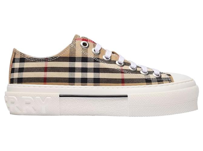スニーカー Burberry Jack L Low Sneakers - Burberry - Cotton - White Burberry Women's Jack Vintage Check Low Top Sneakers