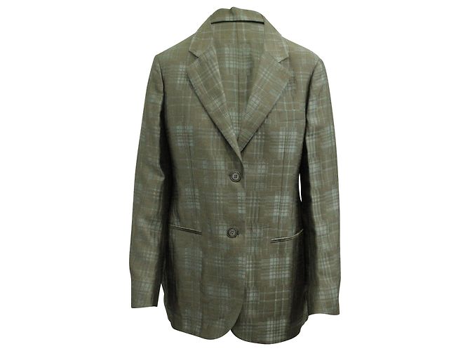 Giorgio Armani Checkered Single Breasted Blazer in Multicolor Polyester