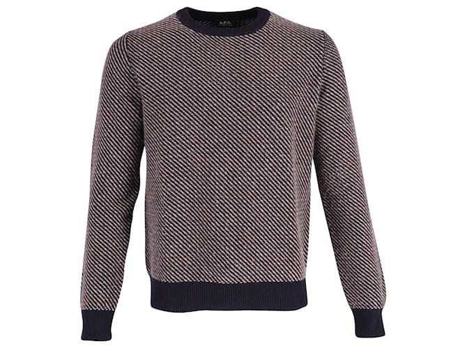 Apc a.P.C. Patterned Crew Neck Pullover in Multicolor Wool Multiple colors  ref.603374