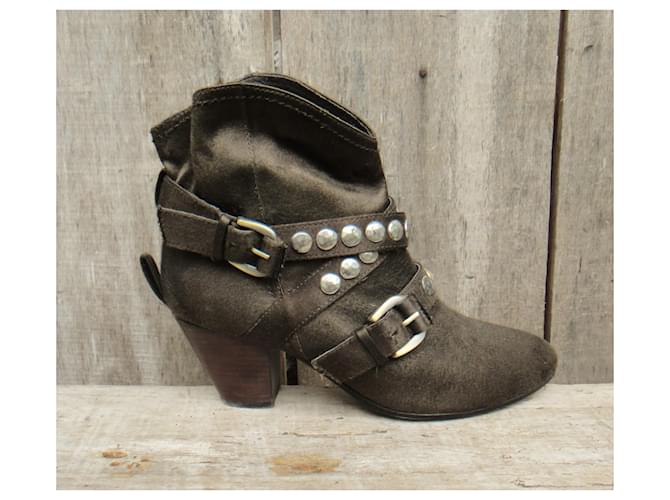 Ash p boots 37 Dark brown Leather Cloth  ref.603377