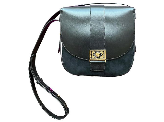 Bolsa Etro em couro de bezerro preto e camurça