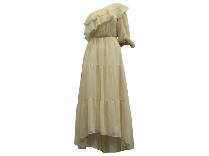 Maje Racha One-Shoulder-Midikleid aus rosa Polyester Pink