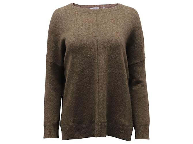Vince Ribbed Neck Sweater in Brown Wool  ref.603571