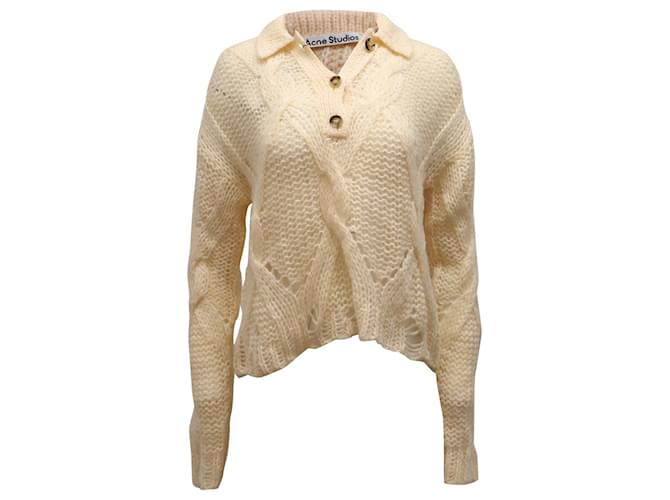 Autre Marque Acne Studios Cable Knit Sweater in Cream Acrylic White  ref.603753