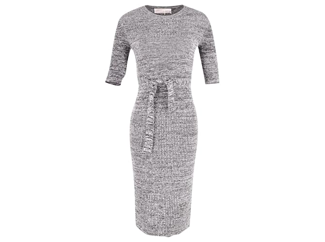 Victoria Beckham Round Neck Fitted Jersey Dress in Grey Acrylic  ref.603833