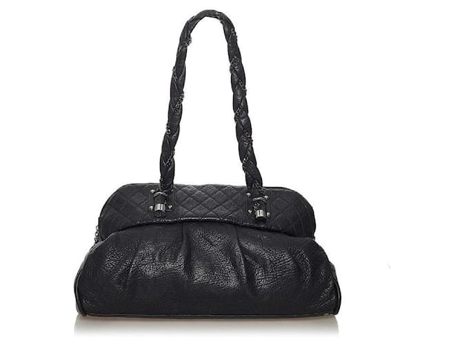 Chanel Lady Braid Bowling Bag Black Leather Pony-style calfskin  ref.603852